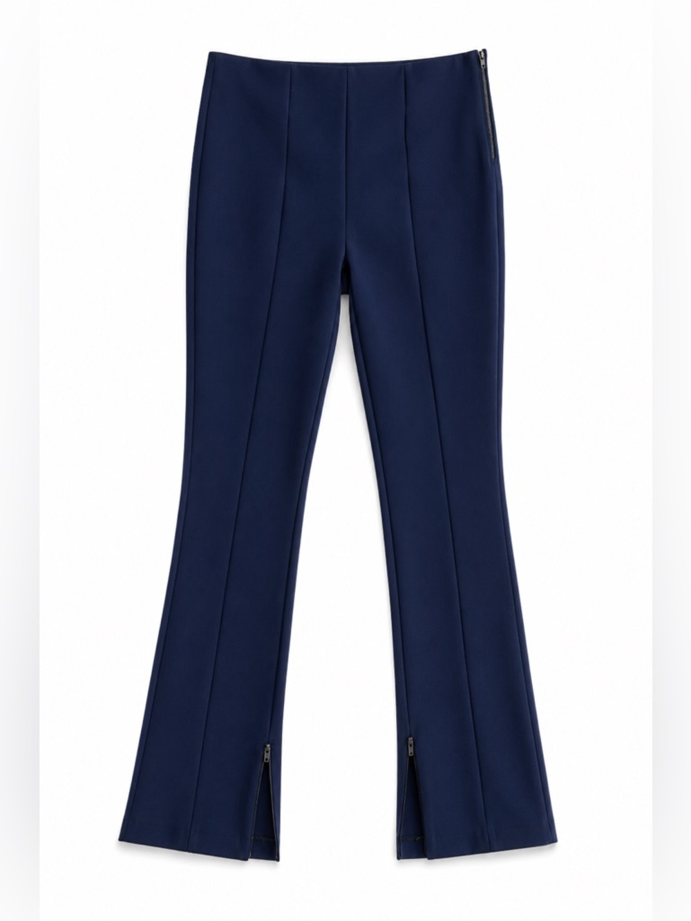 Good American Scuba Zip Hem Pants Navy High Rise Slim Flare M Medium Size 28 29